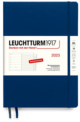 LEUCHTTURM1917 365663 Wochenkalender & Notizbuch Composition (B5) 2023, 12 Monate, Marine, Deutsch
