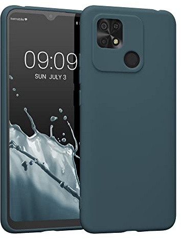 kwmobile Hülle für Xiaomi Redmi 10C TPU Case - Handyhülle unterstützt kabelloses Laden, Flexible Schutzhülle, gummiertes Cover in Dunkler Schiefer
