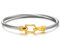 COOLSTEELANDBEYOND Elégant Argent et Or Bracelet Câble Torsadé Acier Inoxydable - Bracelet avec Crochet Fermoir Pour Femmes