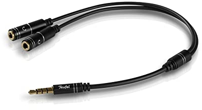 Teufel Audio Y Splitter Kopfhöreranschluss Kabel Stecker und Buchsen 3,5-mm-Klinke - schwarz
