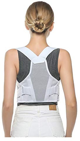 Nero/Bianco Correttore di Postura Supporto per la Schiena Traspirante Uomini e Donne Tutore per la Postura della Schiena Regolabile Allenatore per la Schiena Unisex (Color : White, Size : Small)