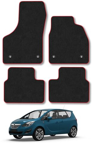 Vauxhall Meriva (2010-2017) Carpet Car Mats | Red Edge Trim Tailored Fit Floor Mats Full Coverage Protection Accessories Easy Clean Anti Slip Made in the UK