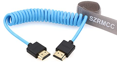 SZRMCC 8k 2.1 HDMI auf HDMI Ultra High Speed Spiralkabel Geflochtenes Kabel für Z Cam E2 S-ony FX6 FX9 Canon EOS C70 C300 Portkeys BM5 Atomos Ninjav V Shogun Monitor