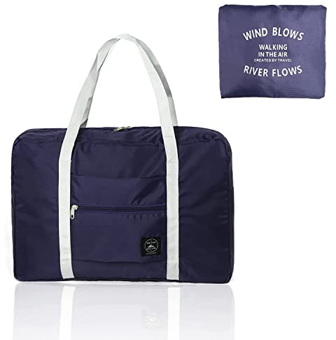 Bolsa De Lona De Viaje Empacable Azul Oscuro De 1 Pieza, Bolsa De Almacenamiento De Equipaje, Equipaje Deportivo Y De Fitness, Bolsa De Lona Portátil para Viajes, Camping.
