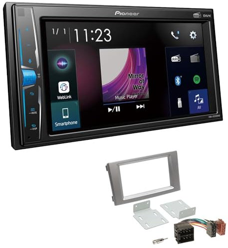 Pioneer DMH-A3300DAB 2-DIN Autoradio kompatibel mit Bluetooth Digitalradio DAB+ WebLink Spotify USB passend für Iveco Daily IV und V 2006-2014 Silber