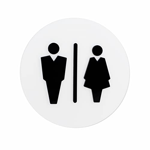 Sosenco WC Homme et Femme pour Toilette WC - Panneau acrylique et stratifié - Panneau de Toilette Homme - Stickers pour Toilettes - Décoration de porte - Plaque de Porte pour les Lieux (blanc/noir)