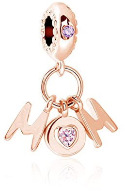 HAEPIAR S925 Breloque en Argent pour Collier Bracelet Dangles en Argent Sterling Dangles Rose Gold MOM pour Femmes Cadeaux pour Filles