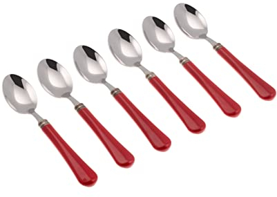 Rivadossi Sandro 8406CAF01 Set di Cucchiaini caffè, 6 Pezzi-Giulietta-100% Made in Italy, Artigianalità e Design, Acciaio Inox 18/10, Rosso