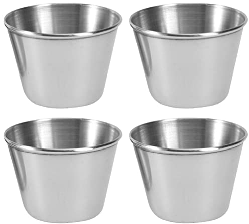 Luxshiny 4 Pièces Coupelle à Sauce en Acier Inoxydable Tasse à Condiments Soucoupe Ramequin en Métal Bols De Trempette Conteneurs De Portion en Métal Ramequins en Métal Le Beurre Confiture