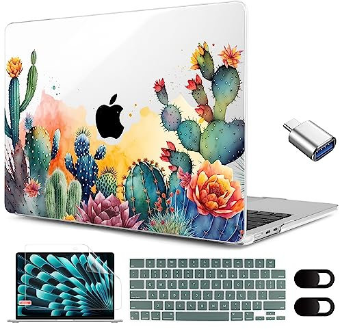 MEEgoodo Schutzhülle für M3 MacBook Air M2 2024 2023 mit M3 M2, transparente Hülle, passend für Modell A3114 A2941 für MacBook Air 38,1 cm (15 Zoll), Laptop-Hülle mit Tastatur- und Webcam-Abdeckung,