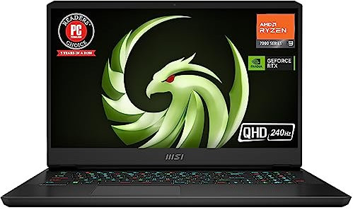 MSI Alpha 17 Laptop: Ryzen 9 7945HX, GeForce RTX 4070, 17.3 QHD 240Hz 3ms, 16GBDDR5, 1TB NVMe SSD, Type C, Cooler Boost 5, Win11 Home: Aluminum Black 17C7VG-007US