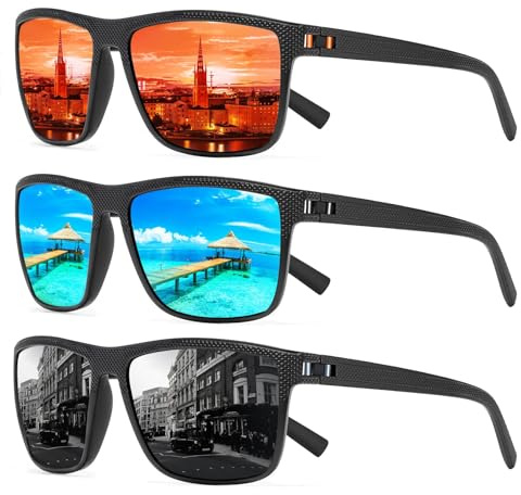 TURBOPEP Square Polarized Sunglasses for Men and Women Lightweight Frame Sun Glasses with UV Protection
