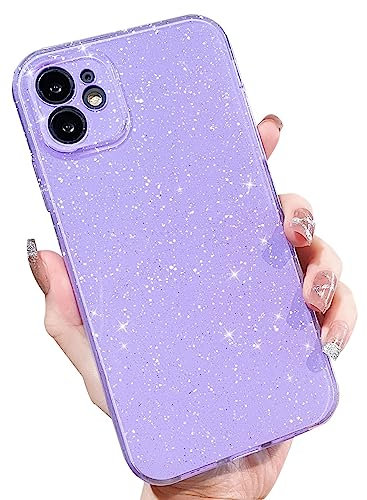 Finyosee Compatible with iPhone 11 Case 6.1 inch, Cute Neon Bright Color,Glitter Bling Thin Slim Shockproof Silicone Sparkly Case, Soft TPU Phone Case for Women Girl-Purple