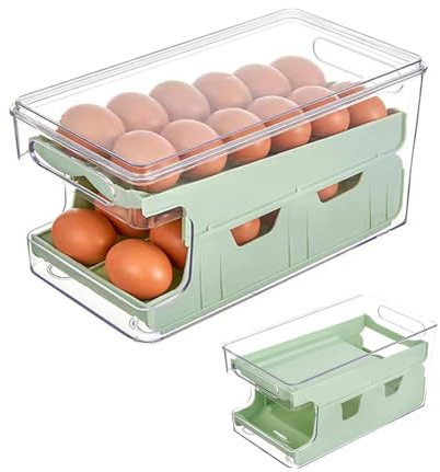 Eierhalter Kühlschrank, Automatisch Rollender Eierspender für Aufbewahrung im Kühlschrank, Rolldown-Eier-Organizer,Eierablage für Küche