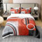Housse de Couette Abstraite Géométrique Coton, Parure de Lit 240x260 Rouge, Noire et Grise pour Enfant Fille Ado, Ensemble de Literie À Rayures et Cercles Aquarellés, 2 Taies d'oreiller