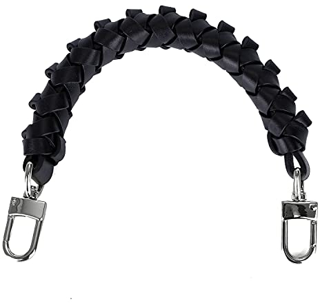 Geflochtener Griff aus echtem Vachetta-Leder, kompatibel mit Beaubourg Hobo Top Handle Neonoe Gurt (65 cm L, schwarze, silberne Schlösser)