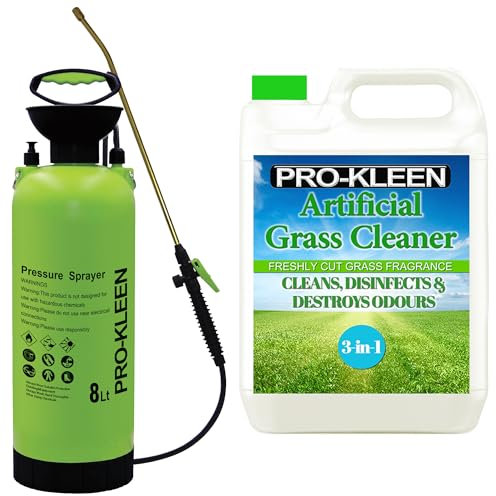 Pro-Kleen Artificial Grass Cleaner 5L With 8Ltr Pump Sprayer - Super Concentrate: Makes 15 Litres, for Homes with Dogs, Cleans, Deodorises, Leaves a Fresh Fragrance (Fresh Cut Grass)
