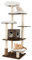 GOPLUS Katzenbaum 175cm hoch, Kletterbaum mit 6 Plattform, Katzenkratzbaum mit großen Höhle aus Holz, Spielbaum für Katzen, Katzenmöbel, Katzenstämme (Braun)
