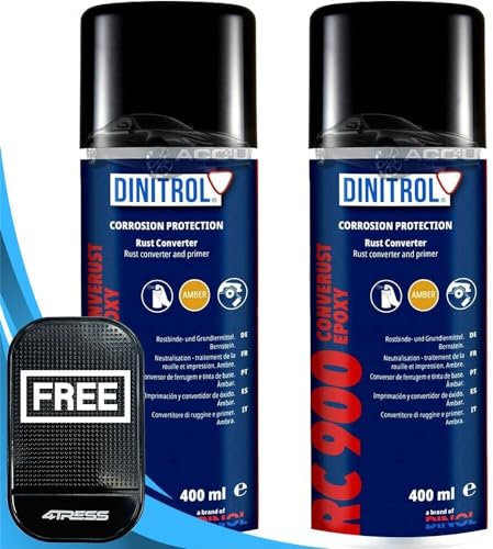 4TRESS Dinitrol 2 x 400ml Corrosion Protection Rust Converter & Primer Aerosol Spray Car Rust Treatment Rust Converter for Cars & Metal Non Slip Car Dash Mat (4T-RC-900)