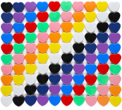 ZDZBLX Fridge Magnets – 100 Pack Strong Mini Magnets in 10 Colours, Heavy Duty Small Magnets for Whiteboard, Notice Board, Crafts, Office, School, Kitchen,Classroom - Cute Tiny Heart Magnet for Adults
