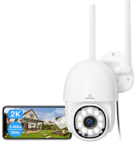 Eaula Videns 2K PTZ CCTV Security Camera Outdoor, 2.4G/5G WiFi 4MP Surveillance Camera, Ai Human Detection, Auto-tracking, Two-way Audio, IP66 Waterproof, Night Vision, Multiuser Share(4MP 1pcs)