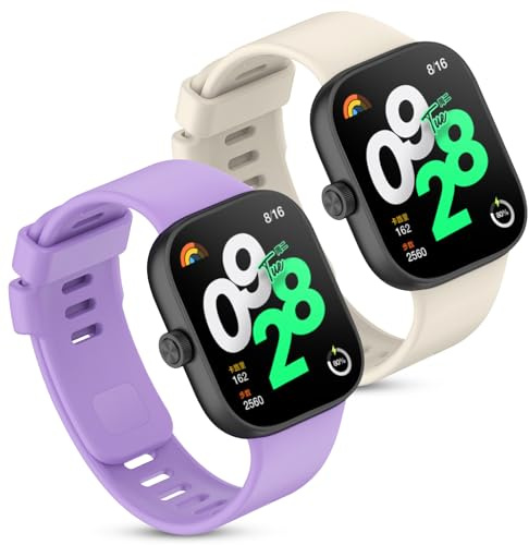 Xisair 2 Pack Silicone Watch Bands Compatible with Redmi Watch 4 Smartwatch Xiaomi Band 8 Pro Straps Sport, Silicone Breathable Strap for Redmi Watch 4 & Xiaomi Band 8Pro, Women Men's Bands