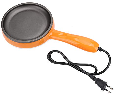 Tomotato Sartén Eléctrica, Mini Sartén Antiadherente Multifunción con 2 Rejillas para Cocinar al Vapor, 220V, Material ABS y PP, para Desayunos Familiares