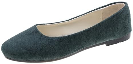 Rojeam Womens Flats Shoes Portable Pumps Ballet Flat Slip-on Ballerina Pumps Shoes Ladies Loafers, Dark Green, Size 8