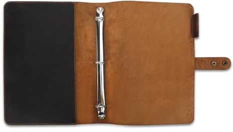 CestAntiQ Premium Ledermappe mit 3 Ringen, 21,6 x 27,9 cm, A4, Braun