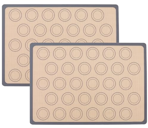 2Blätter Backmatte aus Silikon für Macaron Keks,BPA Frei Macarons Silikonmatte,Silikon Macarons Backmatte,Antihafte Matte für Makronen/Kuchen/Brot,für Macarons, Kekse, Pizza, Kneten