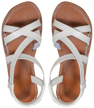 Riemensandalen Damen Bequeme Flache Sandalen Römersandalen Peep Toe Sommerschuhe Outdoorsandalen Strandschuhe Sommer Sandaletten Leder Strandsandalen Bohemian Freizeitsandalen Damensandalen Gr.36-43