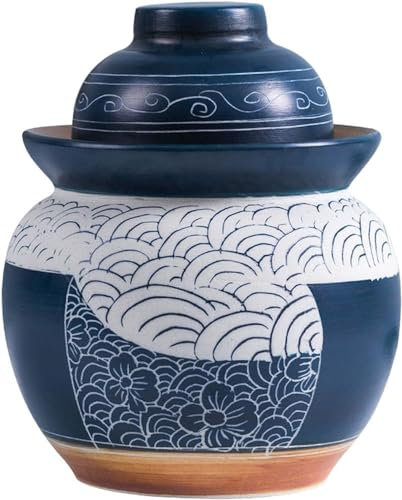 GWWBD Pot de fermentation, pot à kimchi en grès pour fermenter ou décaper le kimchi, choucroute avec couvercle en céramique de stockage pour cornichons domestiques (taille : 3,5 kg)