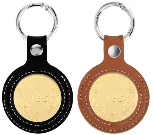 YUXIANLB AA Coin Holder Keychain, PU Leather Coin Storage Holder Keychain for AA Medallion, Standard Challange Coin, Quarter, Lucky Coin and Recovery Chip Display Storage (Black&Brown)