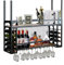 RAJYQODIS Deckenregal Weinregal, Hängend Weinglasregal mit Glasablage für Stielgläser, 2-Lagiger industrielles Dekoration Regal, Für Bars/Restaurants/Küchen