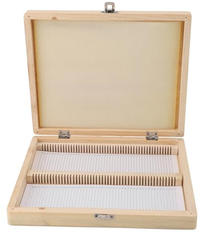 Wooden Microscope Slide Box Holds 100 Slides Microscope Slide Case Holder for Glass Prepare Biological Science Education