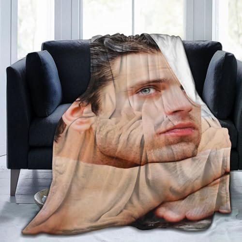 QapLWczK Decke Sebastian Schauspieler, Stan, Überwurf, Flanelldecken, warm, weich, gemütlich, flauschig, Klimaanlage, Decke für Wohnzimmer, Sofa, Bett, Geschenk, Decken für alle Jahreszeiten, 101,6 x