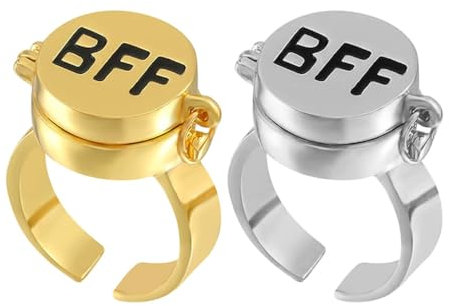 EIYVPRA 2 Stück Beste Freunde für Immer Ringe, freundschaftsringe, Einstellbar Offene Kappe Ring, Süßes BFF Ring, Freundschaftsring, Schmuckgeschenke für Frauen Mädchen