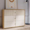 FORTE Rankin Kommode 105 mit 3 Schubladen, Kaschmir/Beige, Mauvella Eiche Dekor/Sand, 104,8 cm breit x 83,1 cm hoch x 42 cm tief