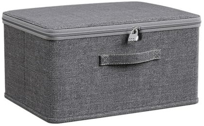 Abschließbare Box Faltbare Aufbewahrungbox mit Deckel Faltbare Organizer Box Aufbewahrungsboxen mit Zahlenschloss Aufbewahrungskorb für Kleiderschrank oder unter dem Bett Grau (30x20x14 cm)