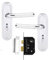 Madrid Polished Chrome & Satin Nickel Bathroom Door Handles with Lock, Door Handle with Lock for Bathroom, Bathroom Door Lock & Handle Set, Victorian Scroll Door Handles + 64mm Bathroom Lock Set