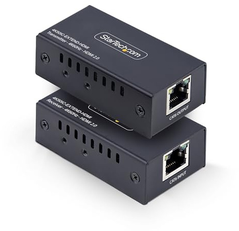 StarTech HDMI Extender über Cat5e/Cat6, 4K 60Hz, 60m, HDR, 7.1 Audio | Über Netzwerkkabel, Power over Cable, HDCP 2.2, Dolby Digital, 7.1 Audio