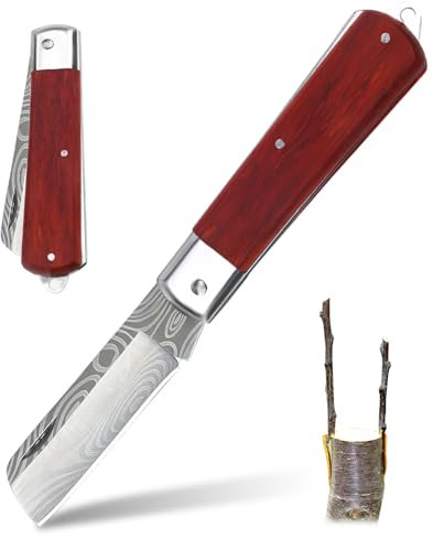 Taozoey Coltello da Innesto, Coltello da Innesto Pieghevole da Giardino, Coltello da Innesto in Acciaio Inossidabile, Coltello da Giardino, Coltello Funghi, Coltello da Potatura (C)