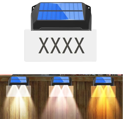 MEDOYOH Solar Beleuchtete Hausnummern, DIY Solar Hausnummernleuchte Straßenname 1200mAh Acryl-Platte IP65 Wasserdicht für Außenadressschilder, 3 Farben