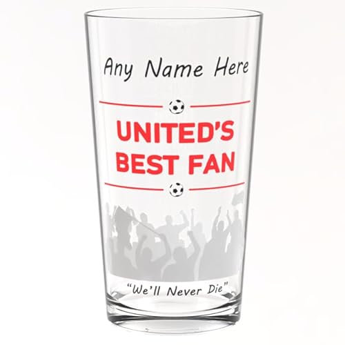 Personalised Man United Pint Glass - Best Fan Football Beer Glass Gift