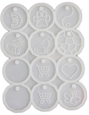 Btgghytr Moules en silicone pour artisanat en résine, moule en silicone blanc pour travaux manuels, disques de caddie de supermarché, moule en silicone flexible pour cristal