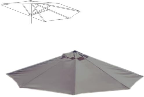Parasol de Remplacement Demi-Rond de 2,7 m, 5 Baleines, pour terrasse, Jardin, Piscine, marché (Couleur : Gris Kaki, Taille : 270 cm/2,7 m, 5 Baleines)