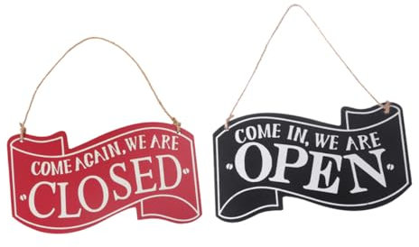 Cabilock Lot de 2 Panneaux Ouverts en Décoration Rétro Étiquette Suspendue Panneau de Porte pour Bar et Restaurant