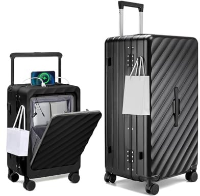 Sea choice Kofferset 2 Teilig Groß XXL PC Hartschalenkoffer mit Laptopfach | Koffer Trolley 20/30,Große Kapazität,Nass-Trocken-Trennung,Getränkehalter & Haken,Alu-Rahmen,4 Rollen & TSA Zahlenschloss