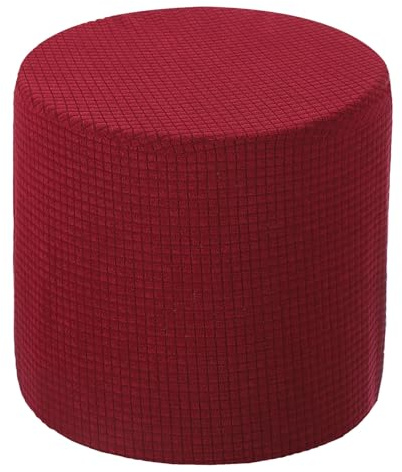 sourcing map Ottomanen-Bezug, rund, dehnbar, passend für Durchmesser 24,9 cm - 32 cm, rutschfester Fußhocker-Schonbezug für Schlafzimmer, Wohnzimmer, Weinrot