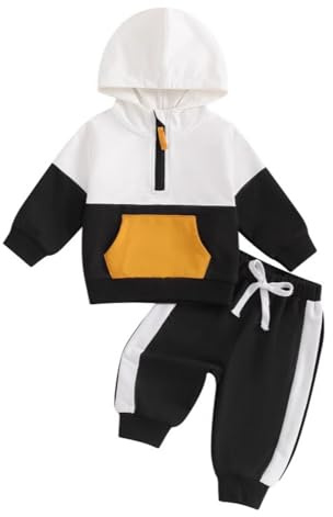 JiAmy Baby Boy Outfit Long Sleeve Hoodie + Trousers Two-Piece Newborn Autumn Winter Sweatshirt Baby Clothing Set for 3 Months-3 Years